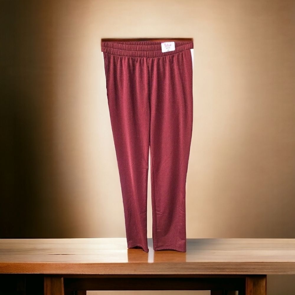 NEW FLIRTITUDE Active Women's Maroon & White Striped Joggers